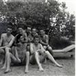 With course members at swimming pool